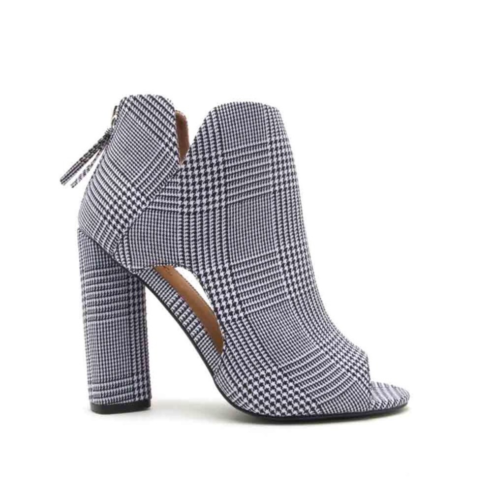 Glen plaid peep toe side cutout bootie 2 LEFT!! - Picture 3 of 4